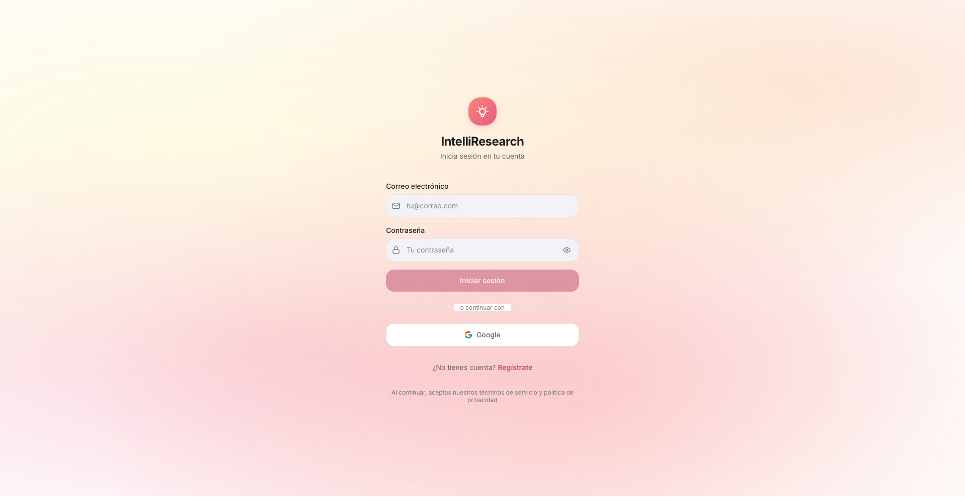 IntelliResearch App Mockup 1