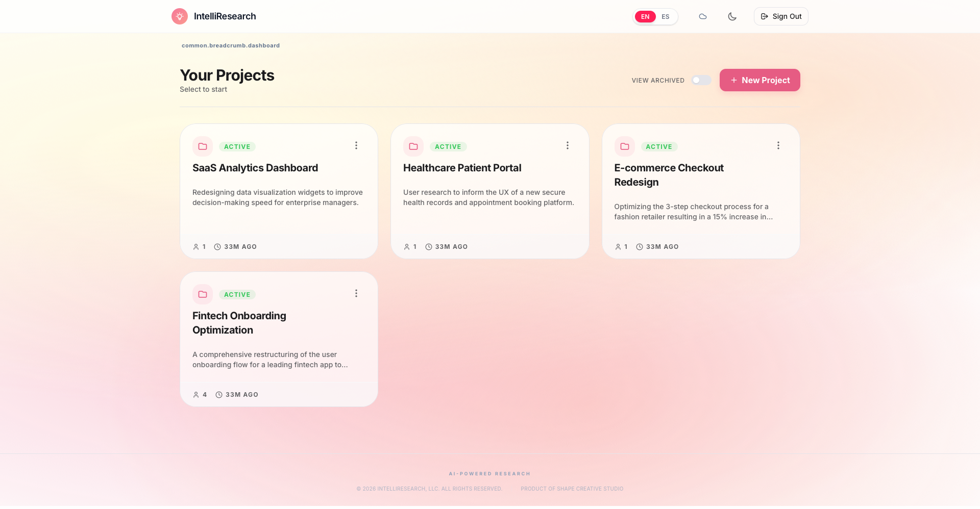 IntelliResearch App Mockup 2