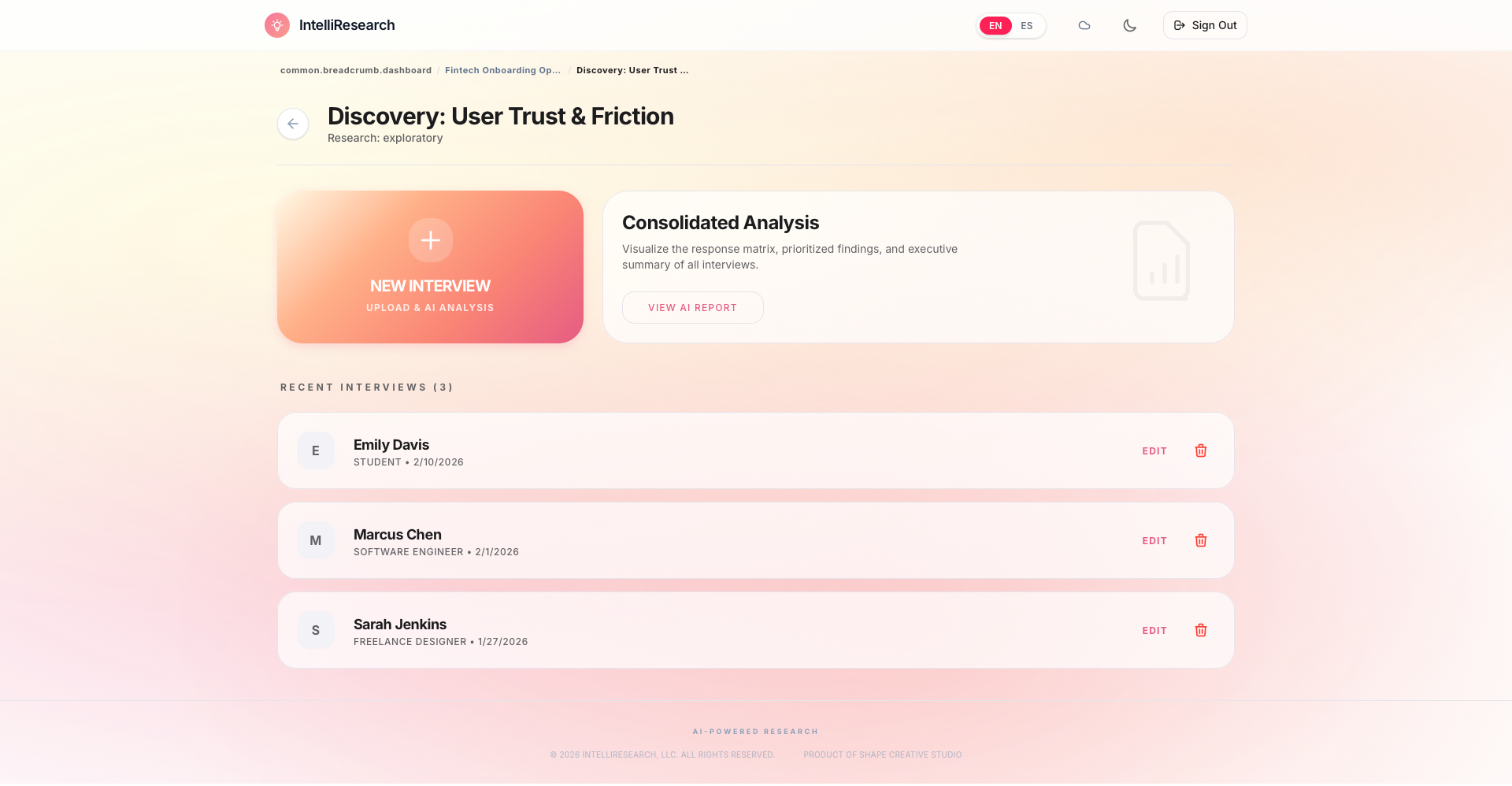 IntelliResearch App Mockup 4